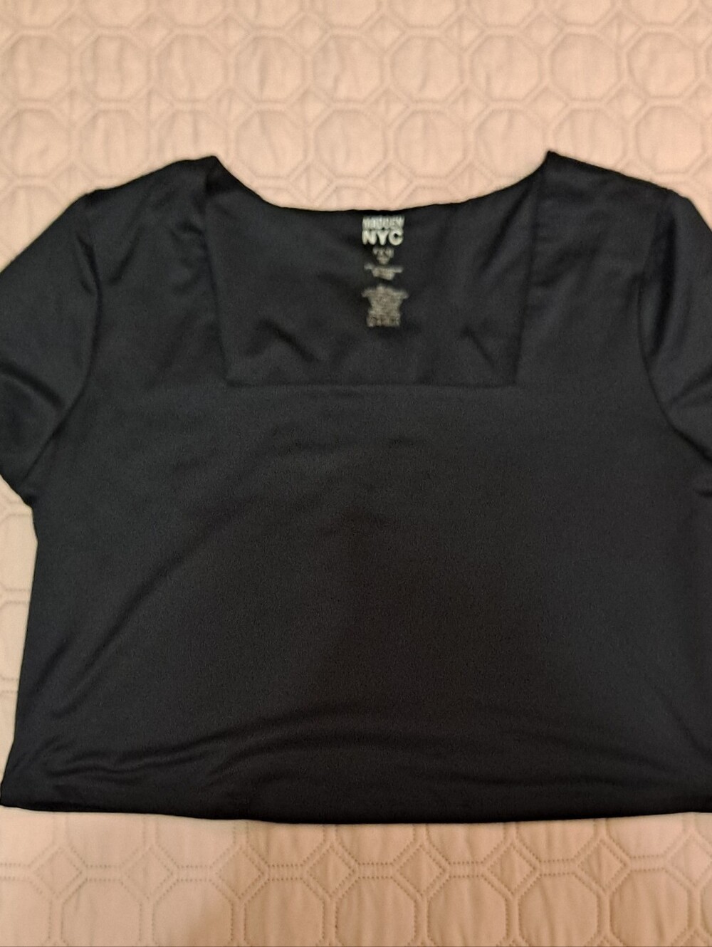 Madden NYC Black Square-Neck Short Sleeve Top XXXL - Picture 1 of 5
